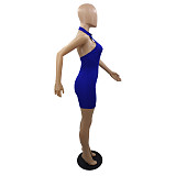 Solid Zipper Backless Sleeveless Fitness Romper YUM-9098