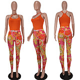 Sleeveless Bodysuit+Mesh Print Pants 2 Piece Set YUYI-6201