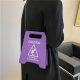 new fashion creative spoof personality parking sign forbidden to drive female tide pu bag bags handbags