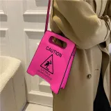 new fashion creative spoof personality parking sign forbidden to drive female tide pu bag bags handbags