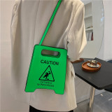 new fashion creative spoof personality parking sign forbidden to drive female tide pu bag bags handbags
