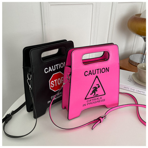 new fashion creative spoof personality parking sign forbidden to drive female tide pu bag bags handbags