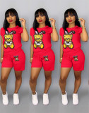 Fashion cartoon picture short sleeve shorts set Two-piece Q5090101