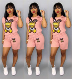 Fashion cartoon picture short sleeve shorts set Two-piece Q5090101