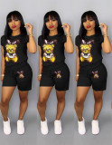 Fashion cartoon picture short sleeve shorts set Two-piece Q5090101