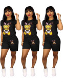 Fashion cartoon picture short sleeve shorts set Two-piece Q5090101