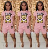 Fashion cartoon picture short sleeve shorts set Two-piece Q5090101