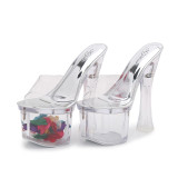 New crystal wedge slippers women's summer platform sandals 1036778-5