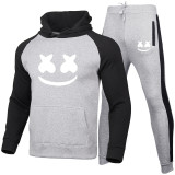 Marshmello Trendy Smile Casual Loose Long Sleeves Hoodie And Jogger Pants For Men