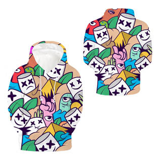 Marshmello 3-D Fashion Fall And Winter Long Sleeve Casual Loose Unisex Hoodie