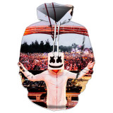 Marshmello 3-D Fashion Print Unisex Fall And Winter Loose Hooded Sweatshirt