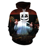 Marshmello 3-D Fashion Print Fall And Winter Hooded Sweatshirt For Men And Women