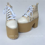 High Platform Cream White Canvas Shoes O