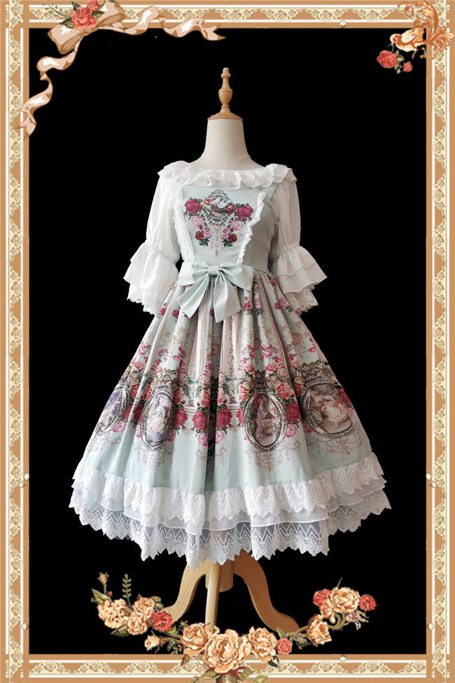 Royal Mural~ Sweet Lolita Printed JSK+Headbow-Ready Made
