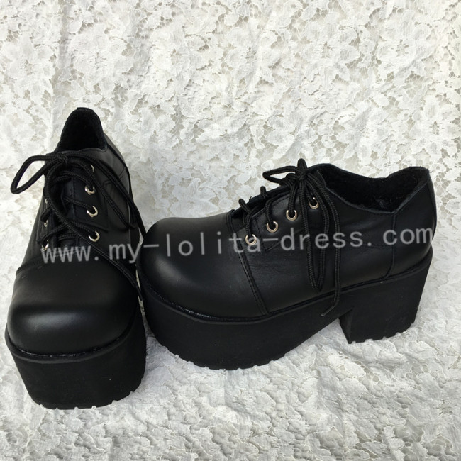 Gothic Black Lolita Heels Shoes with Platform $-Gothic Lolita Shoes