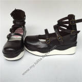 High Platform Matte Coffee Lolita Shoes with White Soles