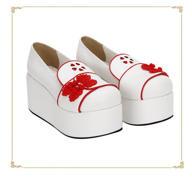 Angelic Imprint- Sweet Double Bows Embroidery Round Toes Qi Lolita High Platform Shoes