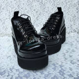 Glossy Black Lolita Heels High Platform