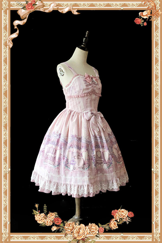 Maid's room~ Sweet Printed JSK Dress+Headbow -Ready In Stock