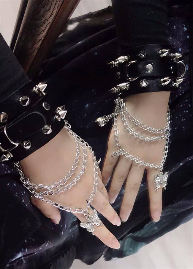 Butterfly Effect ~Punk Halloween Lolita High Waist JSK - Blue Green Short Version Size S - In Stock