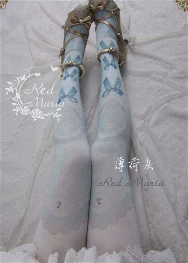 The Peacock Feather~ Vintage Double-sides Printed Lolita Tights
