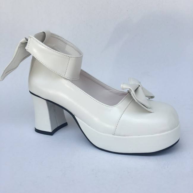 Pink Bows Wide Strap Lolita Shoes