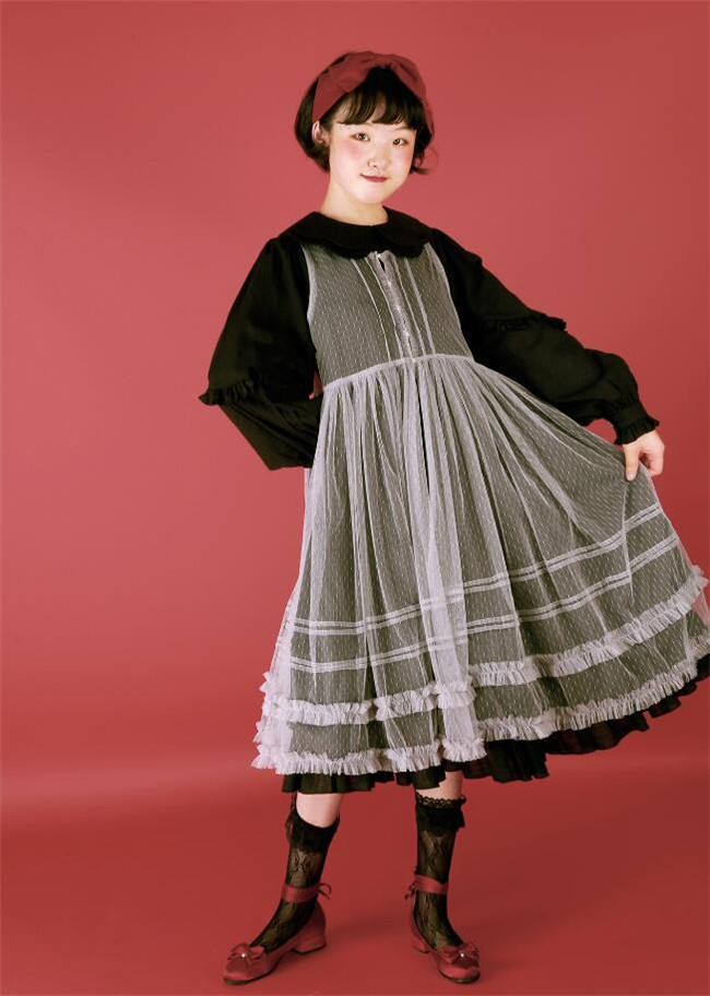 Daily wear Version Sweet Unicolor Lolita long sleeves OP- Ready Made
