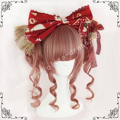 Red Brown Face Framing Ponytail Bun Lolita Wig