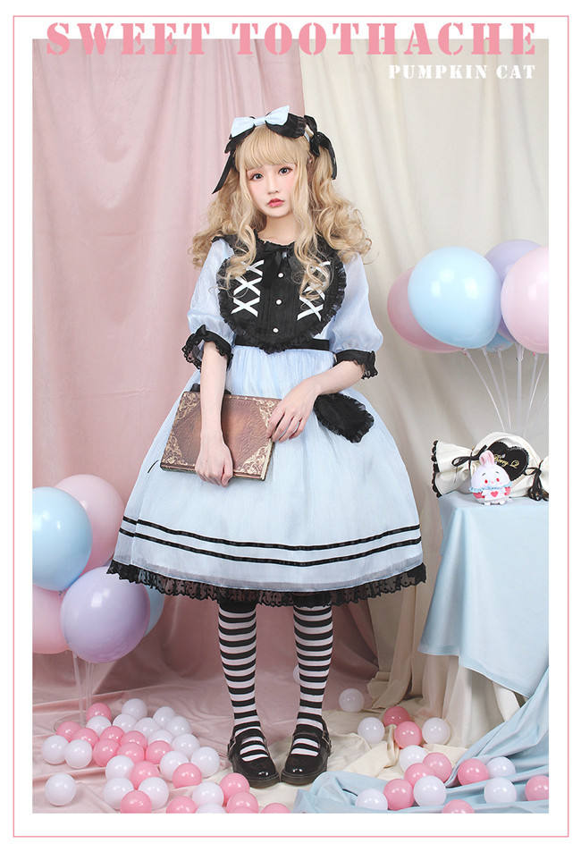 Pumpkin Cat Lolita ~Sweet Toothache~ Lolita OP -Ready made