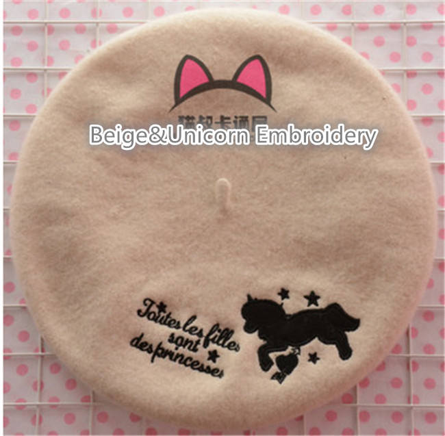 Swimmer Wool Sweet Embroidery Lolita Beret In Stock