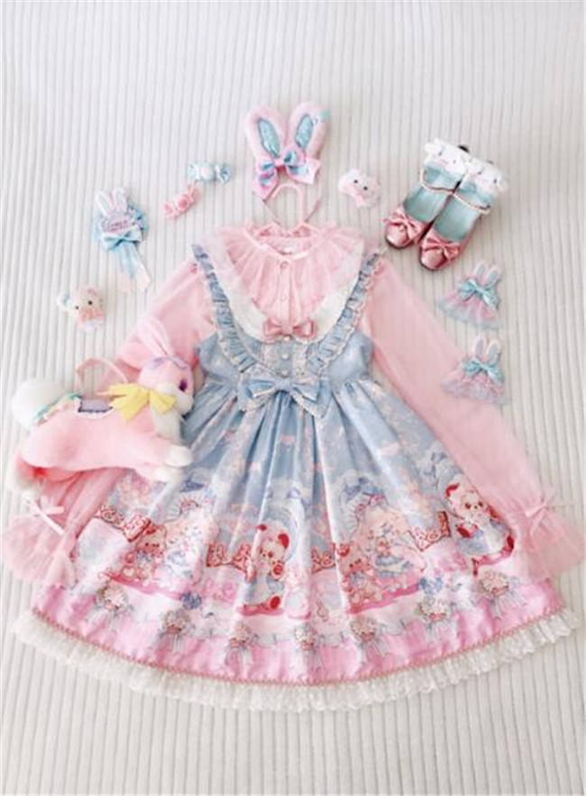 Doll and Bear Dance Series~Sweet Lolita Jumper/Skirt -Ready Made