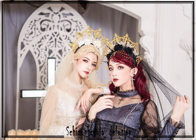 Gothic Rococo The Sick Rose Crown Headdress Set -Ready Made