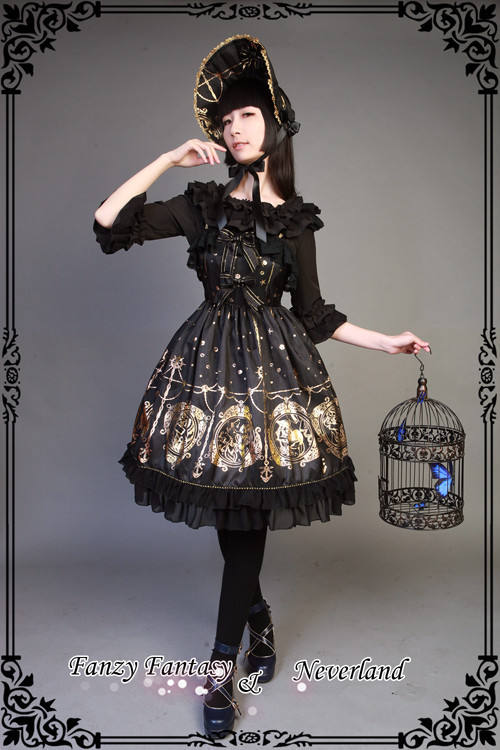 ***The Mermaids Singing*** Series Gold Stamping High Waist Lolita JSK