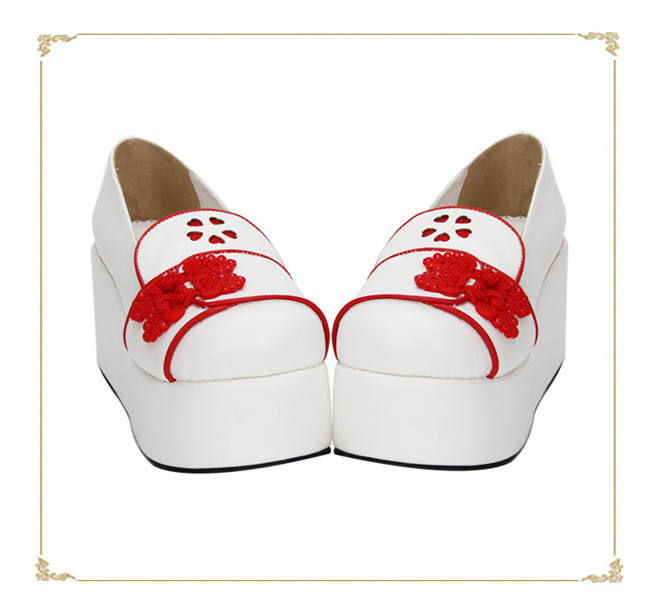 Angelic Imprint- Sweet Double Bows Embroidery Round Toes Qi Lolita High Platform Shoes