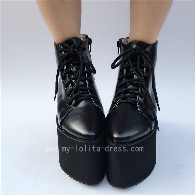 Gothic Matte Black Lolita Short Boots
