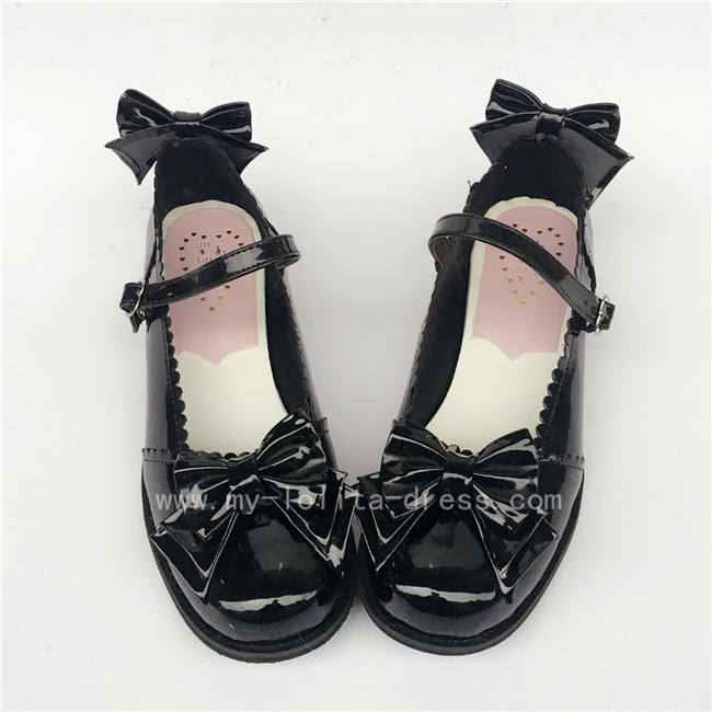 Light Coffee Bows Lolita Shoes