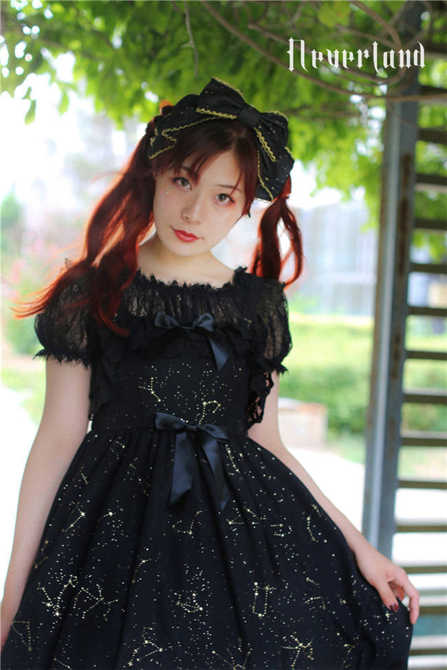 Fly Me to Polaris~Chiffon Constellation Gold-stamping Lolita JSK