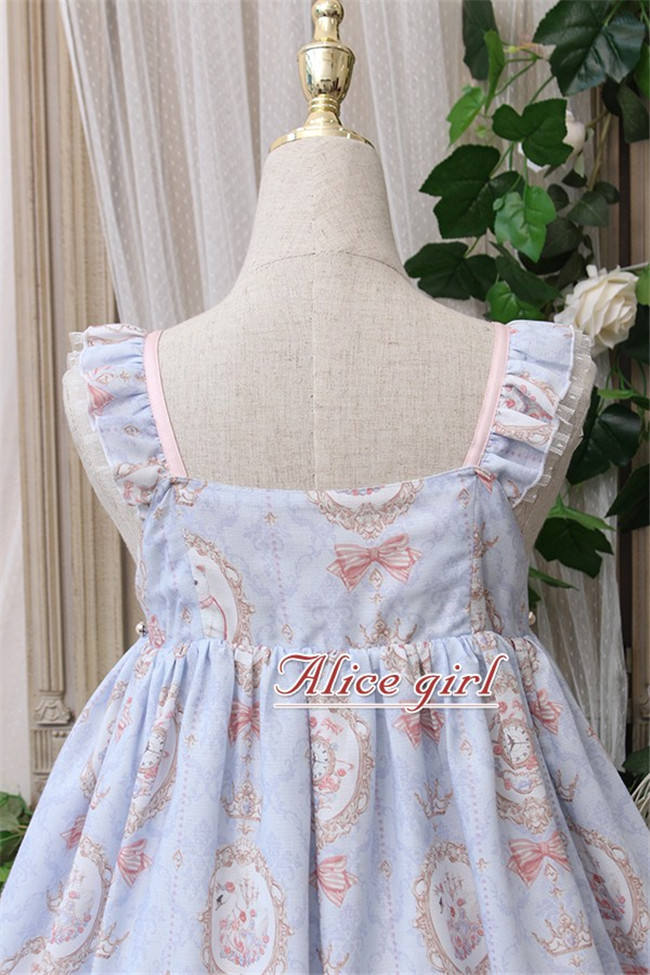 The Kittens In The Frame~ Sweet Lolita Printed JSK High Waist Pink Size S - In Stock