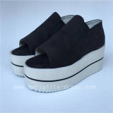 Black Velvet Open Toes Double Colors Soles Lolita Shoes