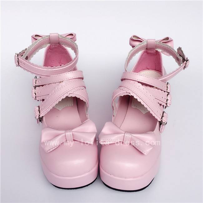 Purple Bow Straps Lolita Platform Shoes