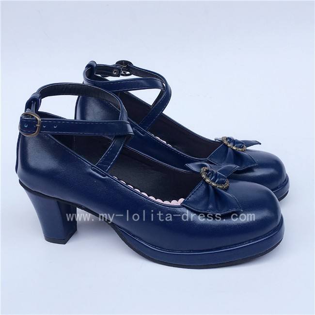 Sweet Cross Belts Single Bow Lolita Shoes