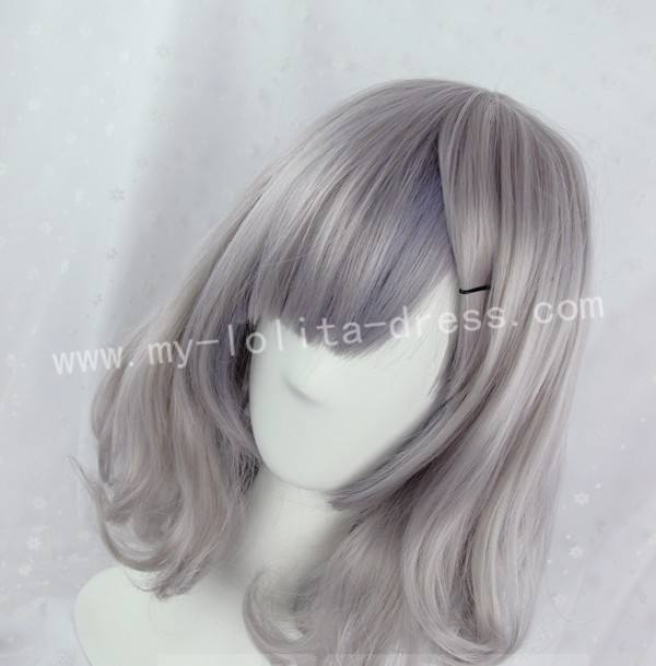 Sweet Light Grey Silver Blue Bobo Lolita Short Wig