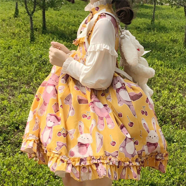 Doll Bear~ Sweet Fake Two Pieces Lolita OP -Ready Made