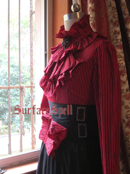Gothic Red High Collar Lolita Blouse