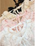 Lace Chiffon Stripe Short Sleeves Bolero Pink S&Beige M -IN STOCK