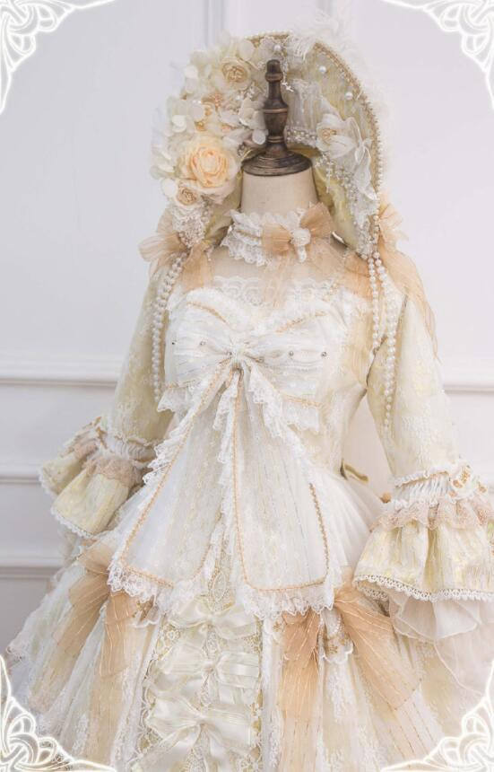 Ode to Love and Vows ~Luxury Lolita Fullset (OP + Necklace + Wristcuffs + Bonnet + Back Yarn) -Ready Made