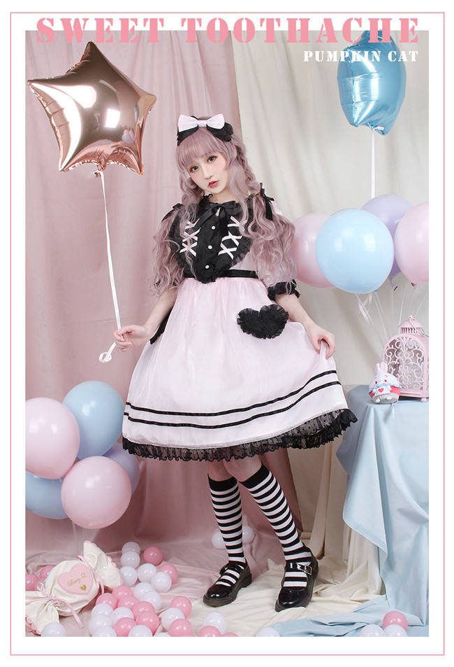 Pumpkin Cat Lolita ~Sweet Toothache~ Lolita OP -Ready made