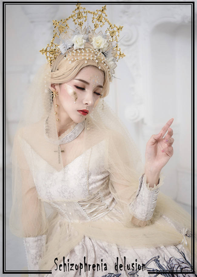 Gothic Rococo The Sick Rose Crown Headdress Set -Ready Made
