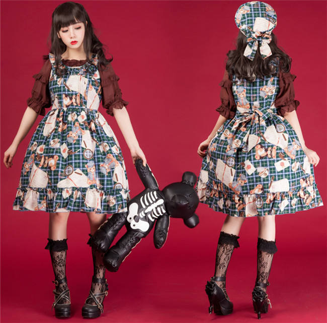 The Detective Bear~ Sweet Printed Lolita OP and JSK -OUT