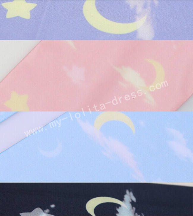 Sweet Moon Star White Cloud Prints Lolita Tights